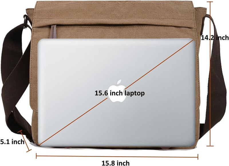Mactso Canvas Messenger Bag for Men Women,Travel Satchel Shoulder bag 15.6 Inch Laptop Bag briefcase Business - Image 3